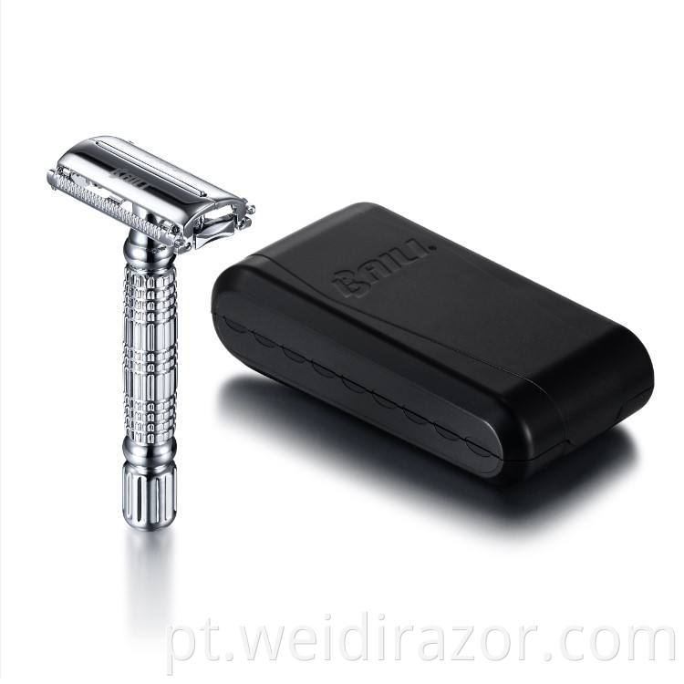 Barbeador manual clássico substituível lâmina de lâmina dupla para barbear homens de aço inoxidável com lâmina dupla face masculino